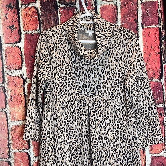 Tyler Boe KIM Cheetah Leopard Animal Print Cowl Neck Dress Small - Picture 2 of 11